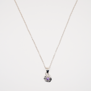 Rose chain Pendant with purple cz 2.91g