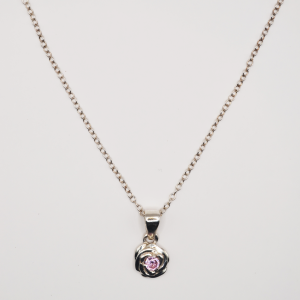 Rose chain Pendant with pink cz 2.91g