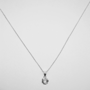 Rose chain Pendant with clear cz 2.91g
