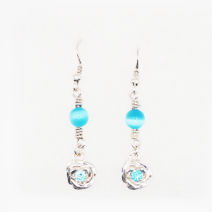 S Rose with cats eye and blue cz 4.6g